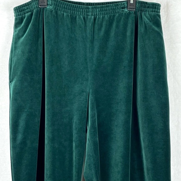 Vintage Elisabeth by Liz Claiborne Velour Elastic Waist Green Pull-on Pants Sz 2 - Picture 2 of 8